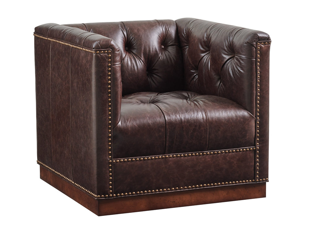 Lexington Fremont Leather Swivel Chair - Elegant Transitional Design With Tufted Back And Artisan Metal Accents   Ll7946-11sw-40
