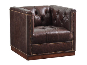 Lexington Fremont Leather Swivel Chair - Elegant Transitional Design With Tufted Back And Artisan Metal Accents   Ll7946-11sw-40