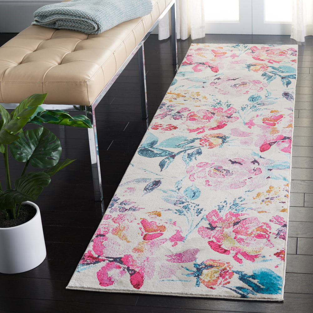 Safavieh Lillian Enchanting Floral Area Rug - Durable, Serene Design For Chic Home Décor And Comfort Ivory ,Rose Polypropylene Pile Lln376a-6
