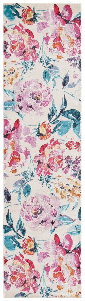 Safavieh Lillian Enchanting Floral Area Rug - Durable, Serene Design For Chic Home Décor And Comfort Ivory ,Rose Polypropylene Pile Lln376a-6