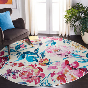Safavieh Lillian Enchanting Floral Area Rug - Durable, Serene Design For Chic Home Décor And Comfort Ivory ,Rose Polypropylene Pile Lln376a-6