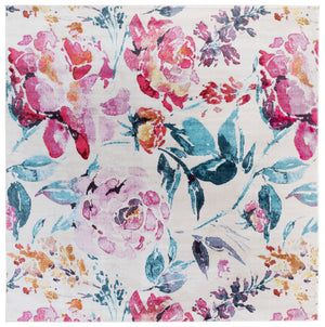 Safavieh Lillian Enchanting Floral Area Rug - Durable, Serene Design For Chic Home Décor And Comfort Ivory ,Rose Polypropylene Pile Lln376a-6