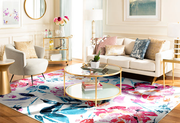 Safavieh Lillian Enchanting Floral Area Rug - Durable, Serene Design For Chic Home Décor And Comfort Ivory ,Rose Polypropylene Pile Lln376a-6