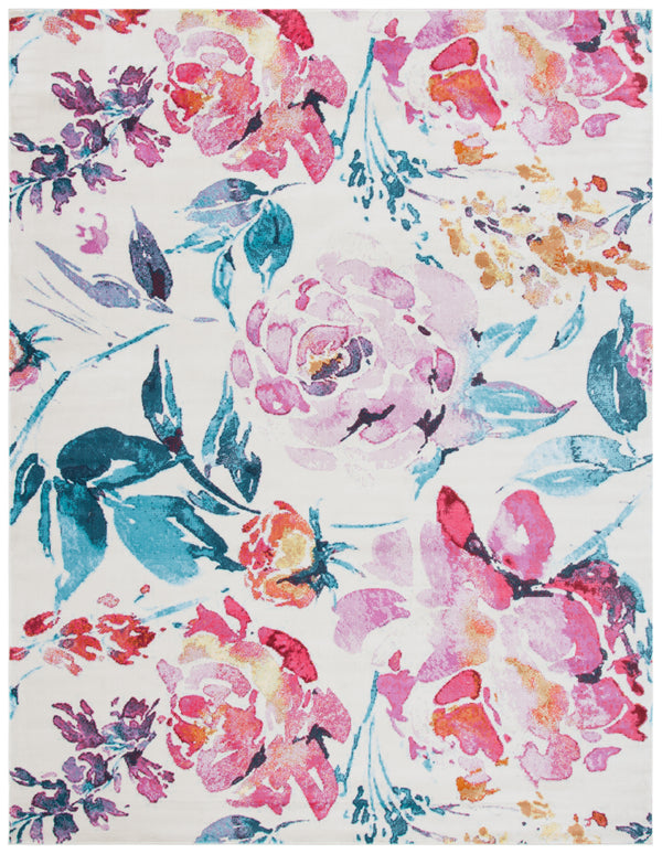 Safavieh Lillian Enchanting Floral Area Rug - Durable, Serene Design For Chic Home Décor And Comfort Ivory ,Rose Polypropylene Pile Lln376a-6