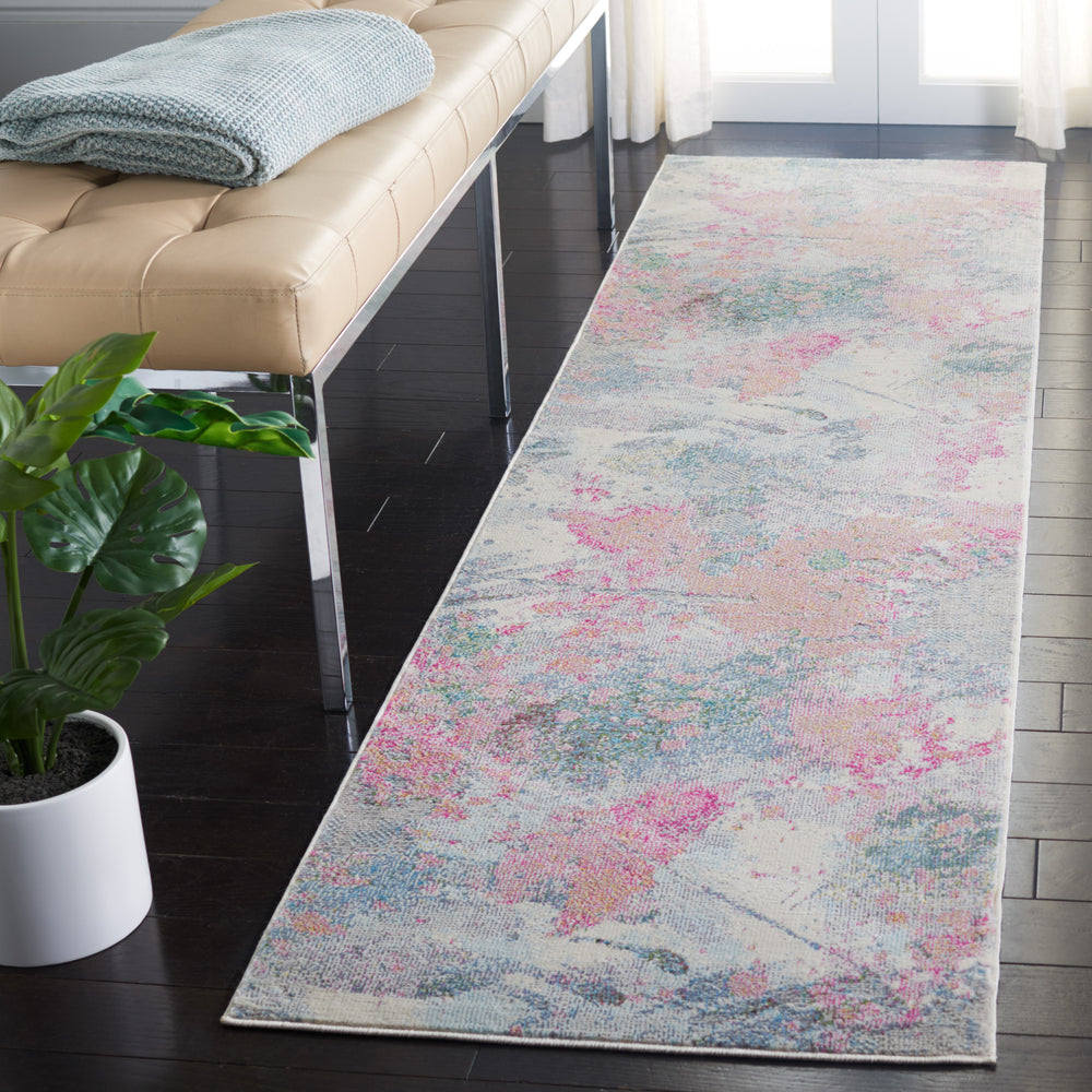 Safavieh Lillian Contemporary Area Rug - Stylish Floral Design, Durable, Oeko-tex Certified For Modern Homes Ivory ,Pink Polypropylene Pile Lln381a-9