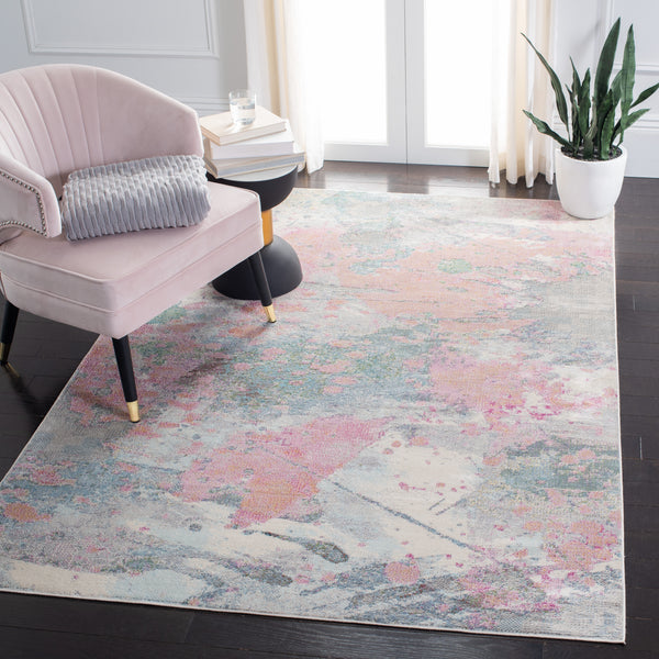 Safavieh Lillian Contemporary Area Rug - Stylish Floral Design, Durable, Oeko-tex Certified For Modern Homes Ivory ,Pink Polypropylene Pile Lln381a-9