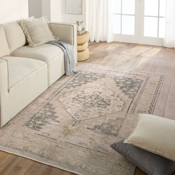 Jaipur Living Lumal Pasain Lml02 Powerloomed Machinemade 100% Polyester Traditional Medallion Indoor Rug Tan, Light Green 100% Polyester, Recycled Misc Fibers Rug160175