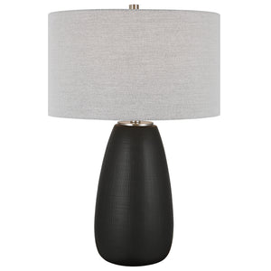 Uttermost Twilight Satin Black Table Lamp 30058-1 STEEL,CERAMIC, FABRIC