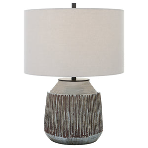 Uttermost Neolithic Blue-Gray Table Lamp 30062-1 STEEL, CERAMIC, FABRIC