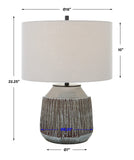 Uttermost Neolithic Blue-Gray Table Lamp 30062-1 STEEL, CERAMIC, FABRIC