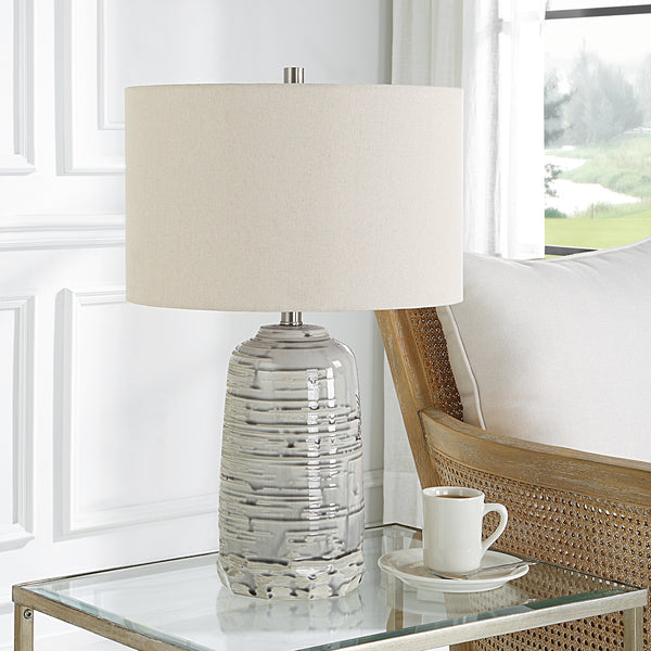 Uttermost Cyclone Ivory Table Lamp 30069-1 CERAMIC, IRON, FABRIC