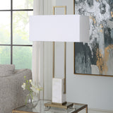 Uttermost Column White Marble Table Lamp 30160 Steel&marble