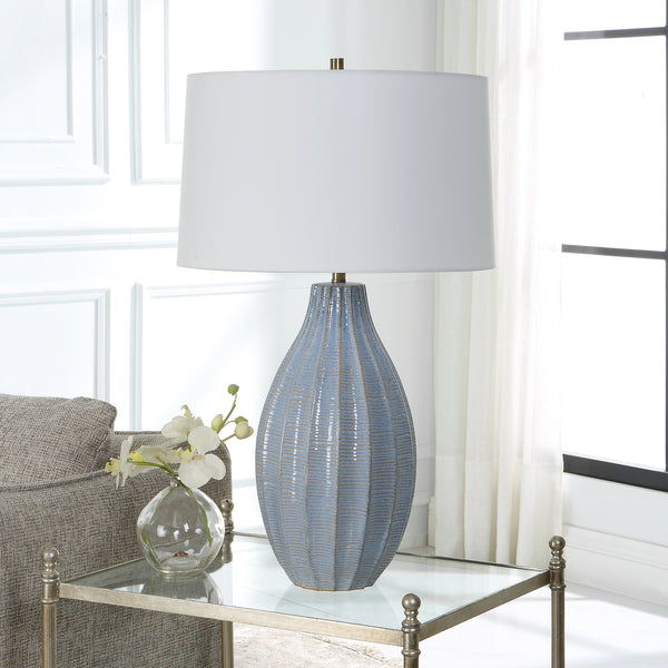 Uttermost Veston Blue Glaze Table Lamp 30161-1 Steel&ceramic