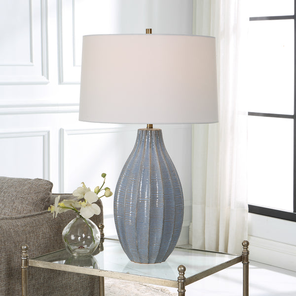 Uttermost Veston Blue Glaze Table Lamp 30161-1 Steel&ceramic