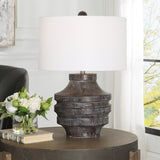 Uttermost Timber Carved Wood Table Lamp 30147-1 Resin,Iron,Fabric