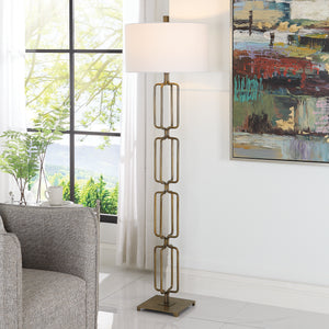 Uttermost Link Brushed Gold Floor Lamp 30148 Iron,Fabric