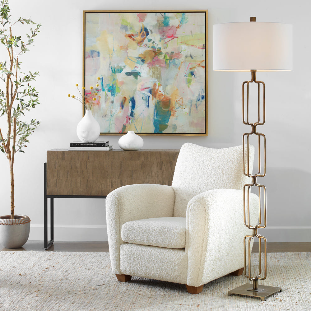 Uttermost Link Brushed Gold Floor Lamp 30148 Iron,Fabric