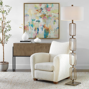 Uttermost Link Brushed Gold Floor Lamp 30148 Iron,Fabric