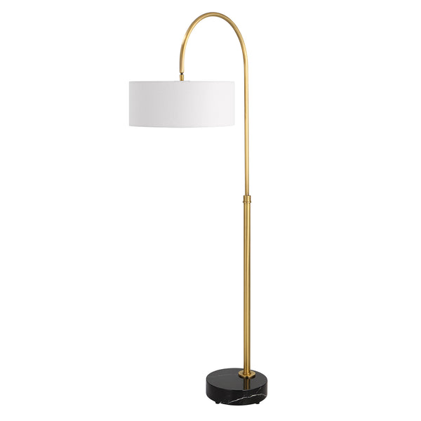 Uttermost Huxford Brass Arch Floor Lamp 30136-1 Iron+Marble+Fabric