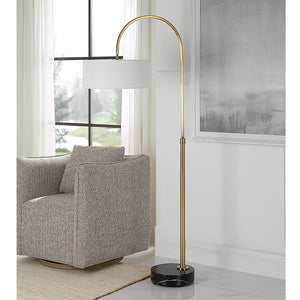 Uttermost Huxford Brass Arch Floor Lamp 30136-1 Iron+Marble+Fabric