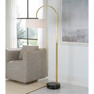 Uttermost Huxford Brass Arch Floor Lamp 30136-1 Iron+Marble+Fabric
