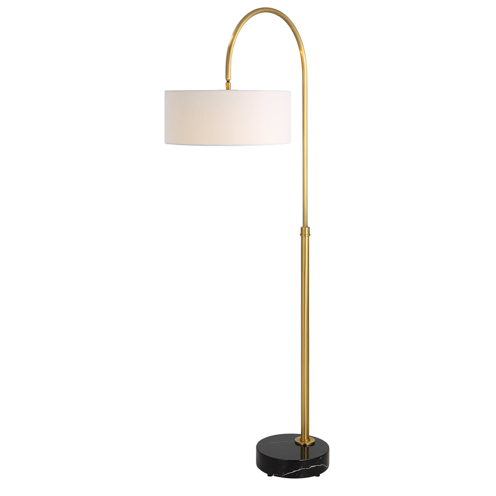 Uttermost Huxford Brass Arch Floor Lamp 30136-1 Iron+Marble+Fabric