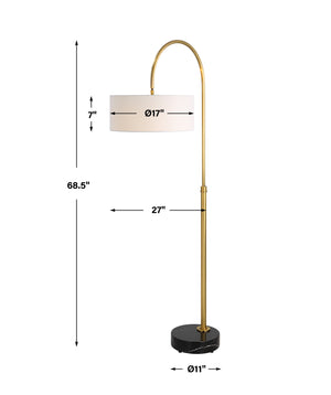 Uttermost Huxford Brass Arch Floor Lamp 30136-1 Iron+Marble+Fabric