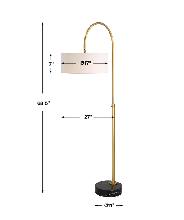 Uttermost Huxford Brass Arch Floor Lamp 30136-1 Iron+Marble+Fabric