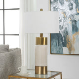 Uttermost Adelia Ivory & Brass Table Lamp 30124-1 Iron+Ceramic+Fabric