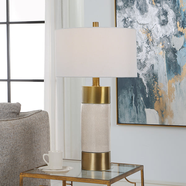 Uttermost Adelia Ivory & Brass Table Lamp 30124-1 Iron+Ceramic+Fabric