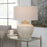 Uttermost Artifact Aged Stone Table Lamp 30162-1 STEEL, CERAMIC, FABRIC