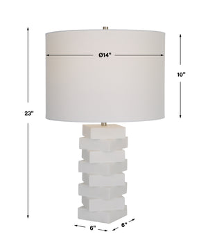 Uttermost Ascent White Geometric Table Lamp 30164-1 RICE STONE, IRON, LINEN