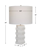 Uttermost Ascent White Geometric Table Lamp 30164-1 RICE STONE, IRON, LINEN