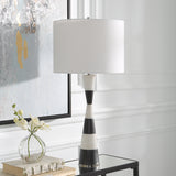 Uttermost Bandeau Banded Stone Table Lamp 30165-1 RICE STONE,IRON,LINEN,RESIN