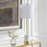 Uttermost Turret Gold Buffet Lamp 30166-1 MARBLE, METAL, FABRIC