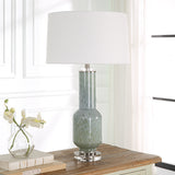 Uttermost Imperia Aqua Gray Table Lamp 30172 CRYSTAL,GLASS,IRON,FABRIC