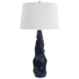 Uttermost Kavos Geometric Blue Table Lamp 30173 CERAMIC, IRON, FABRIC