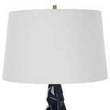 Uttermost Kavos Geometric Blue Table Lamp 30173 CERAMIC, IRON, FABRIC