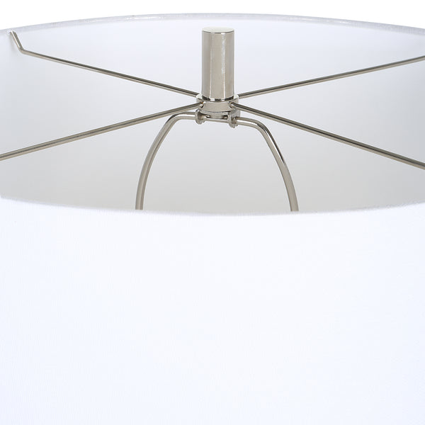 Uttermost Exposition Nickel Floor Lamp 30177-1 Iron, Marble, Crystal,Fabric