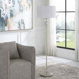 Uttermost Exposition Nickel Floor Lamp 30177-1 Iron, Marble, Crystal,Fabric