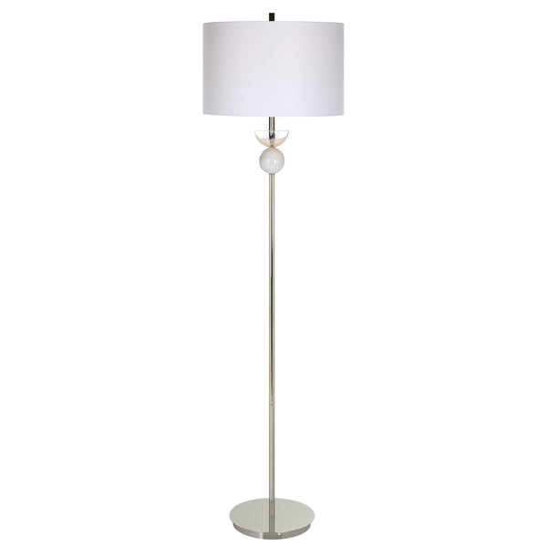 Uttermost Exposition Nickel Floor Lamp 30177-1 Iron, Marble, Crystal,Fabric