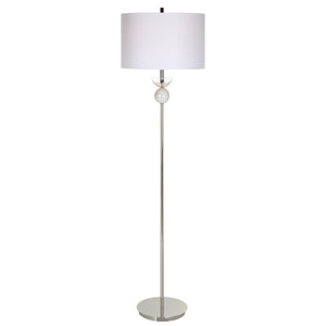 Uttermost Exposition Nickel Floor Lamp 30177-1 Iron, Marble, Crystal,Fabric