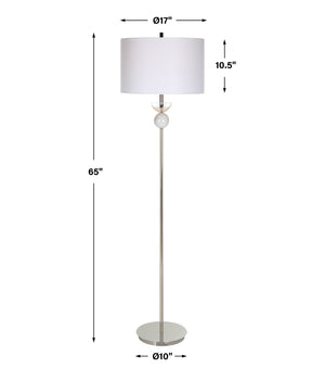 Uttermost Exposition Nickel Floor Lamp 30177-1 Iron, Marble, Crystal,Fabric