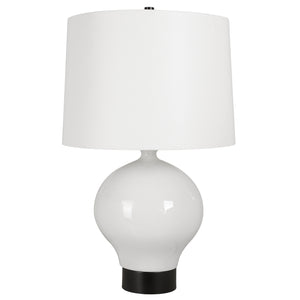 Uttermost Collar Gloss White Table Lamp 30182-1 Iron,Ceramic, Fabric