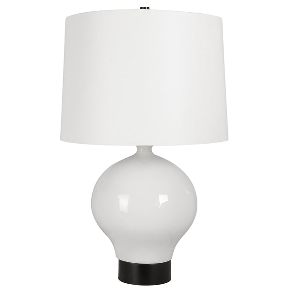 Uttermost Collar Gloss White Table Lamp 30182-1 Iron,Ceramic, Fabric