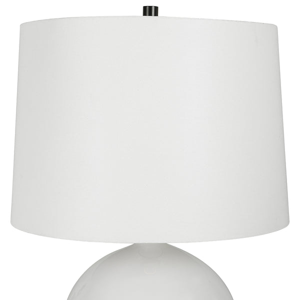 Uttermost Collar Gloss White Table Lamp 30182-1 Iron,Ceramic, Fabric