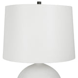 Uttermost Collar Gloss White Table Lamp 30182-1 Iron,Ceramic, Fabric