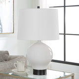 Uttermost Collar Gloss White Table Lamp 30182-1 Iron,Ceramic, Fabric