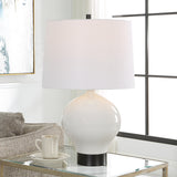 Uttermost Collar Gloss White Table Lamp 30182-1 Iron,Ceramic, Fabric