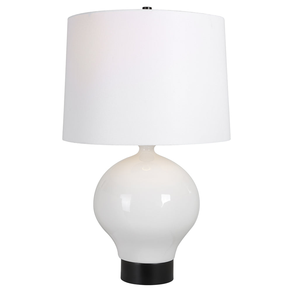 Uttermost Collar Gloss White Table Lamp 30182-1 Iron,Ceramic, Fabric